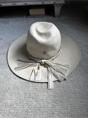 Freya Cream Wide-Brim Straw Hat with Tassel Tie